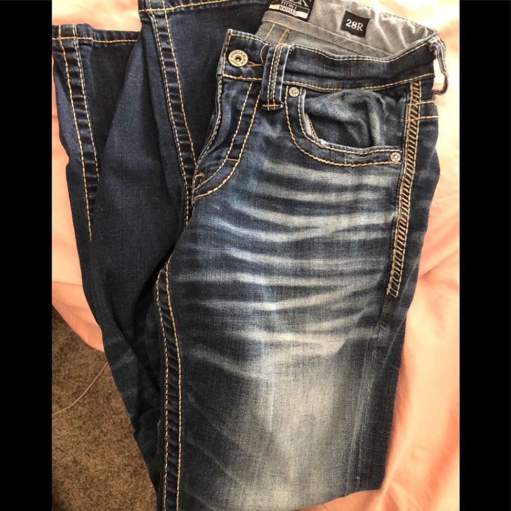 Mens Black Buckle Jeans